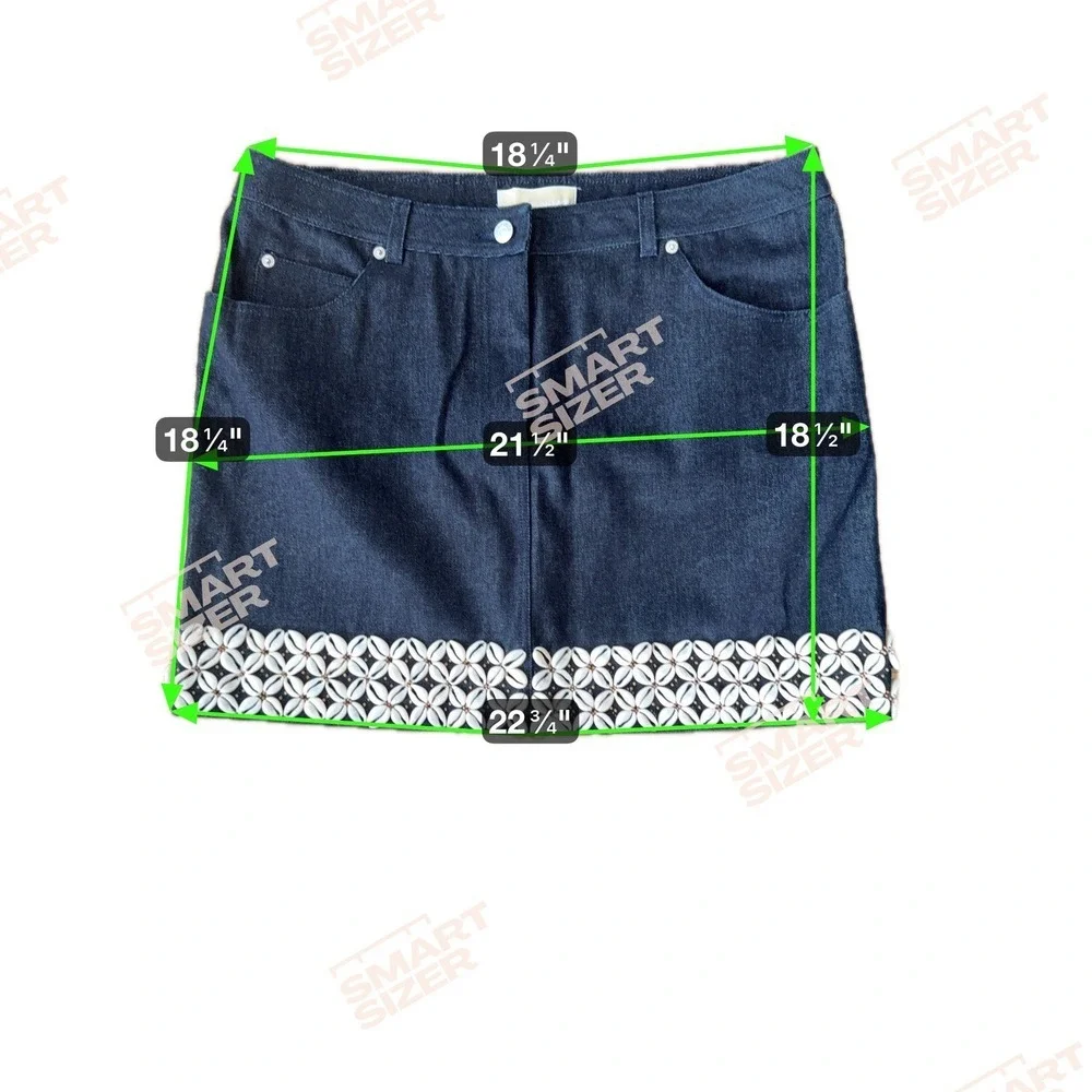 Michael Kors Denim Mini Skirt With Seashell Embellishment Size 14